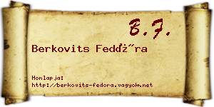 Berkovits Fedóra névjegykártya